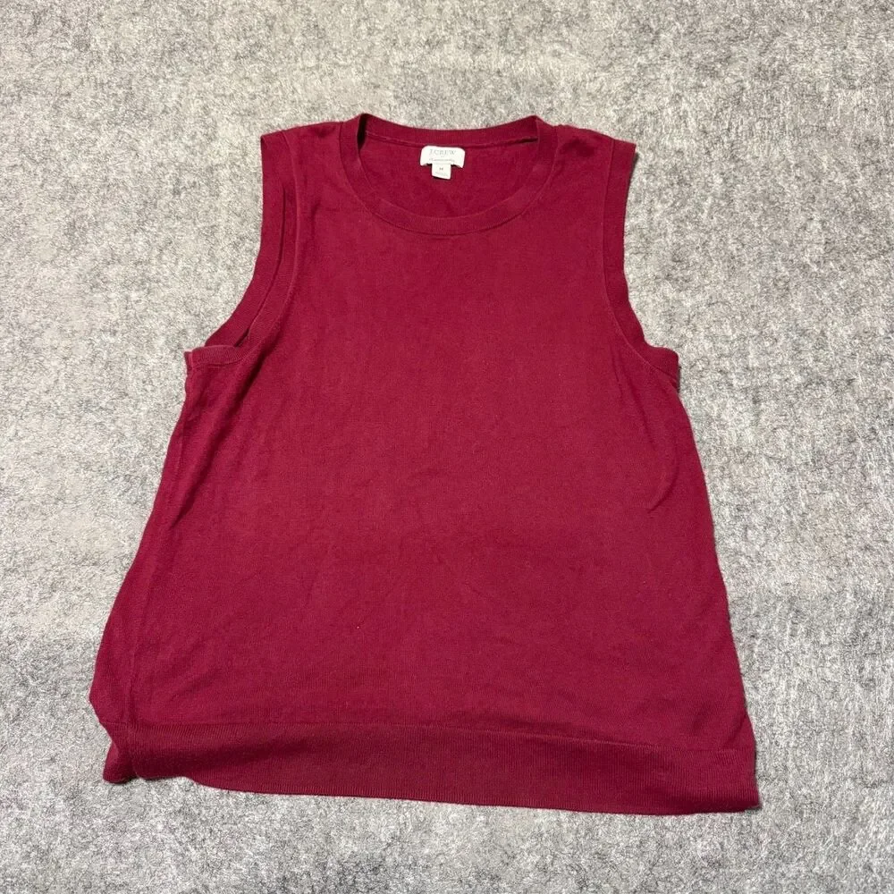 J.Crew women's sweater tank top size M. Red classic shell knit crew neck